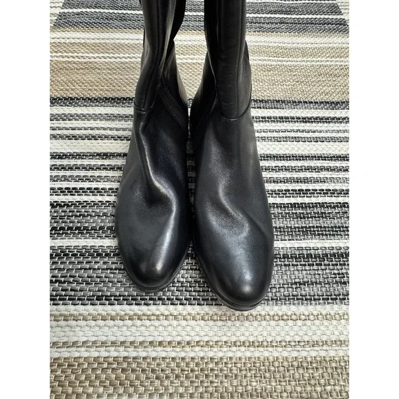 Michael Kors Boots Womens Size‎ 5.5 Black Leather Knee High Stretch Riding - Picture 3 of 10